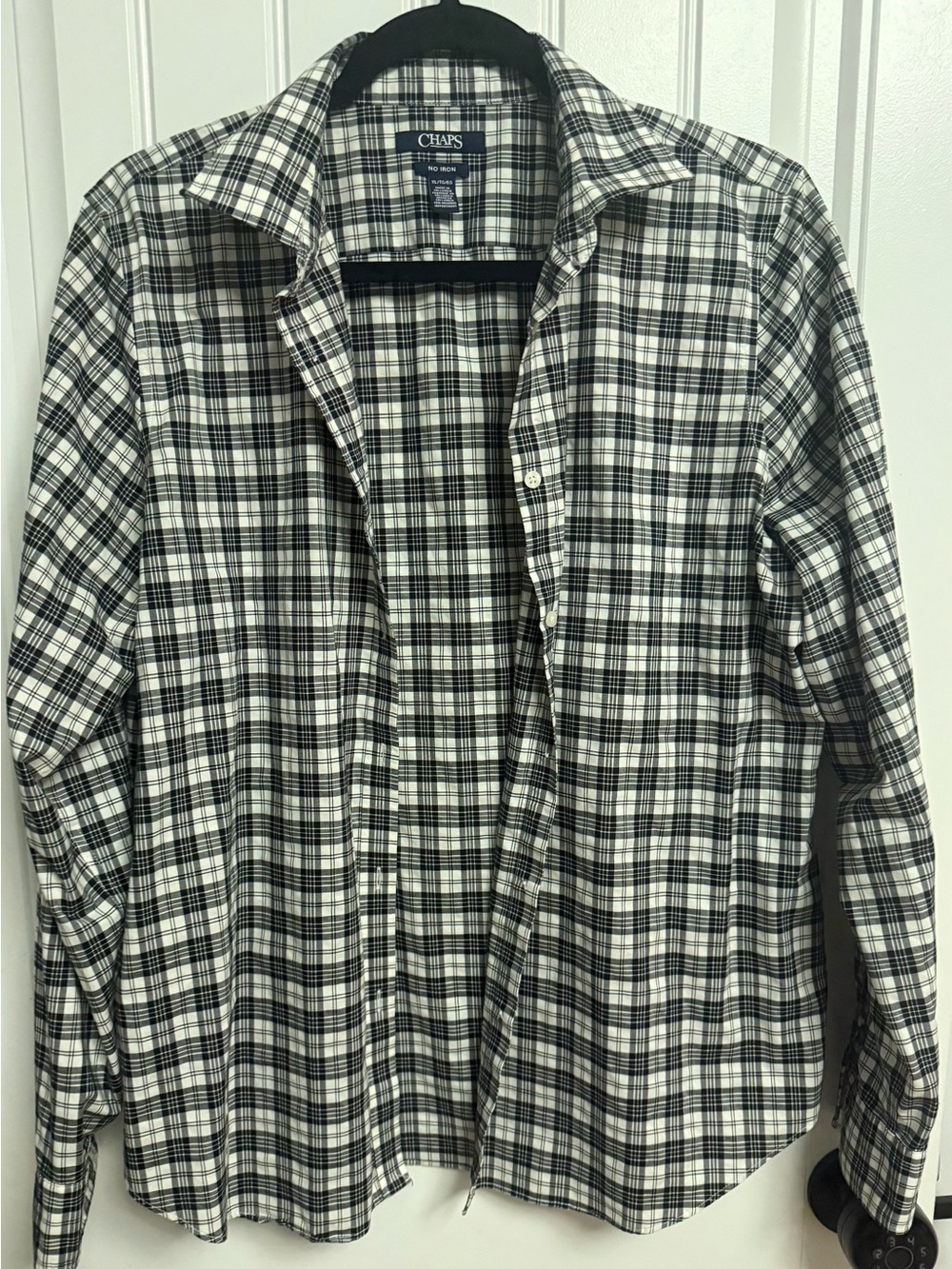 Chaps Black & White Plaid Button-Down Shirt